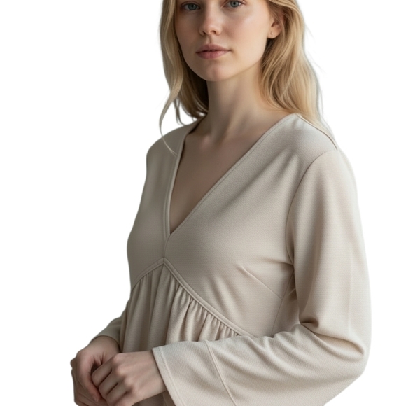 NWT Rebecca Taylor Alabaster Trapeze Top XL Bell Sleeve V-Neck - Picture 8 of 8